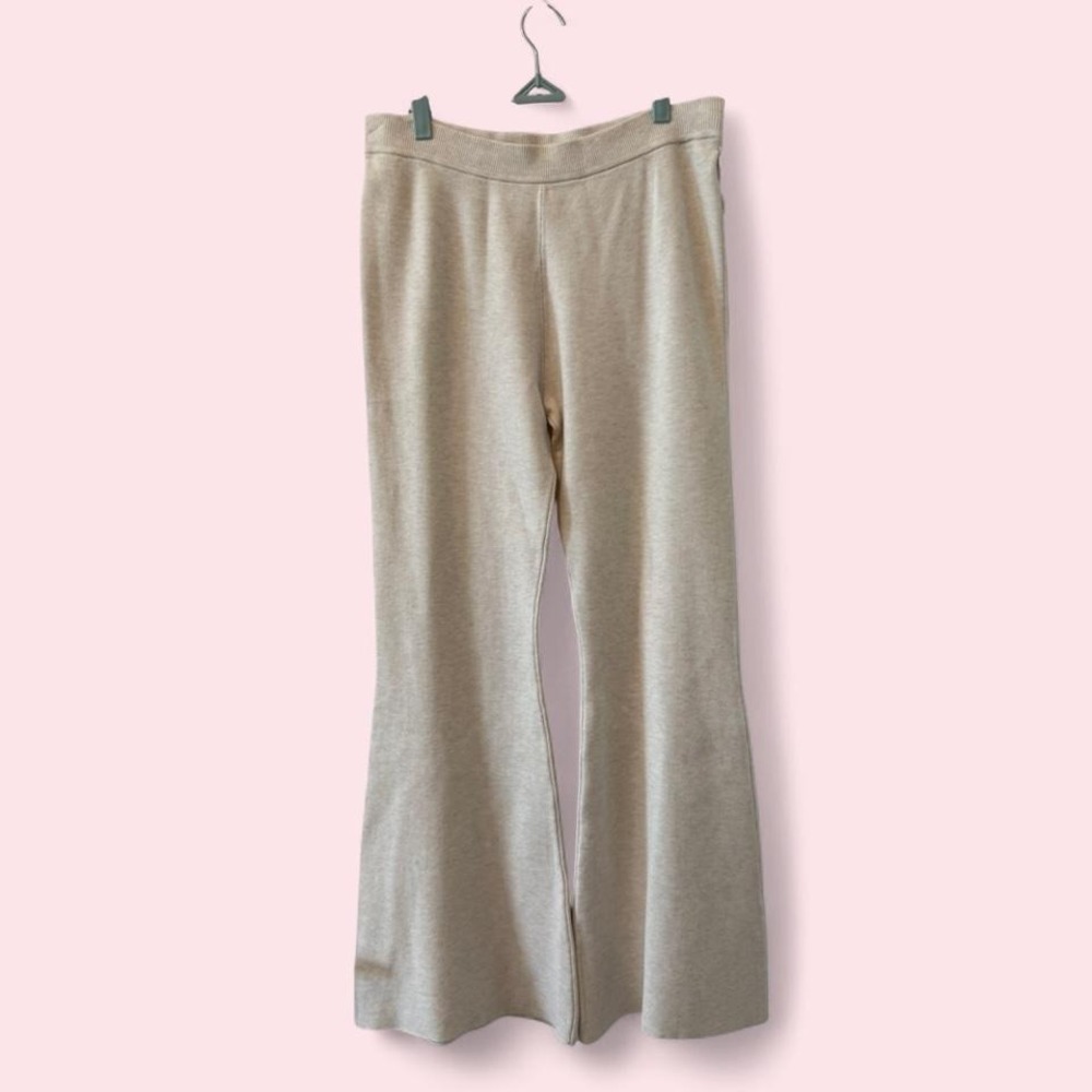NWT Splendid x Cella Jane Blog Cream Sweater Knit Wide Leg Flare Pants Size L